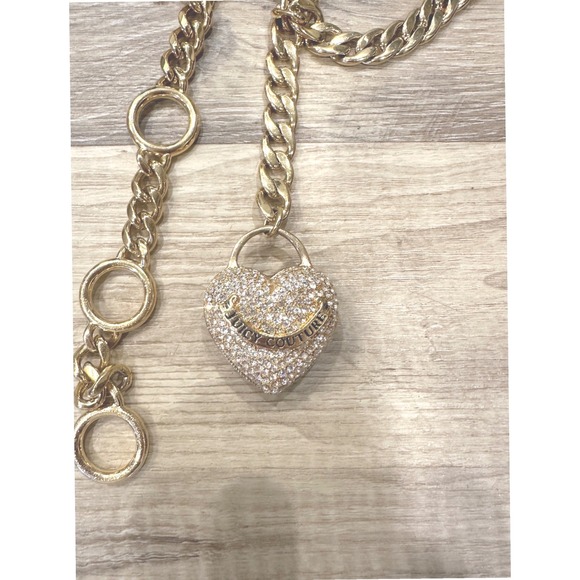 Juicy Couture Charm Belt Necklace set Heart Padlock Rhinestone vintage Y2K